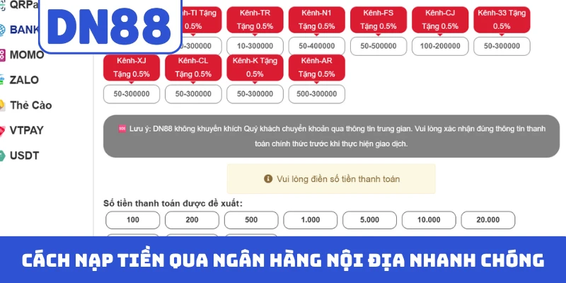Cách nạp tiền qua ngân hàng nội địa nhanh chóng
